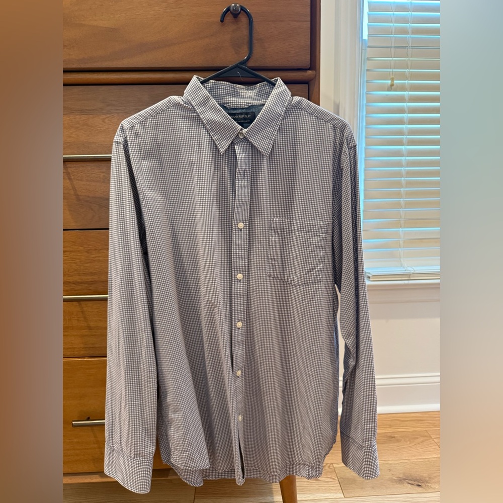 Banana Republic Men's Gray Checkered Shirt